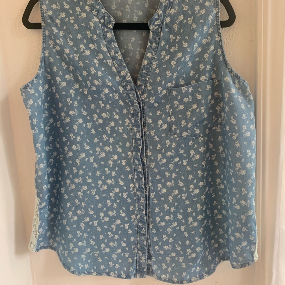 4our dreamers floral pattern v-neck pocket tank